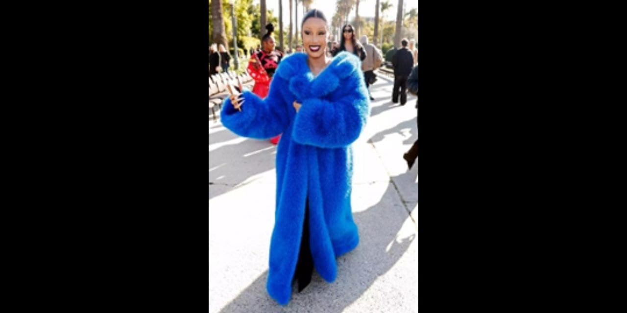 Cardi B makes runway debut in dramatic faux fur coat at Balenciaga LA show